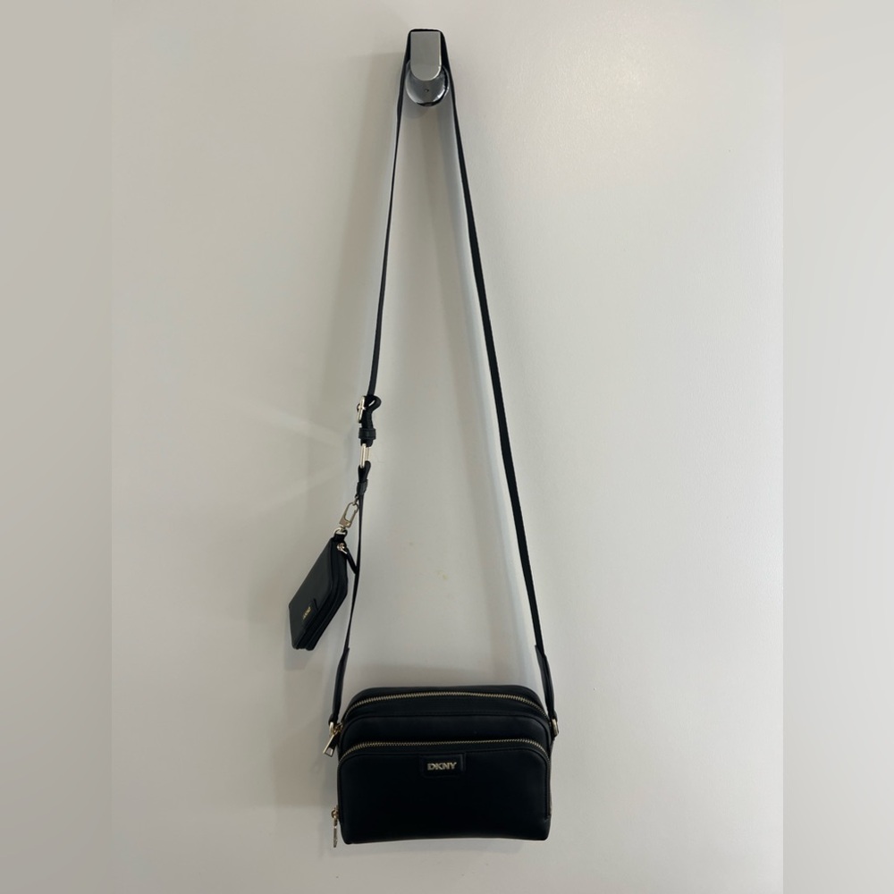 DKNY Tutu Double Zip Camera Logo Strap Crossbody Bag